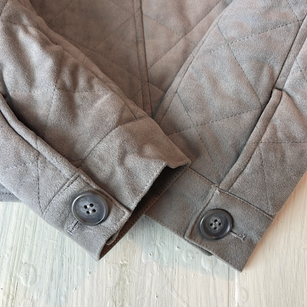 Kut From The Kloth Eleanor Gray Faux Suede Quilted Jacket Sz M - Picture 8 of 12
